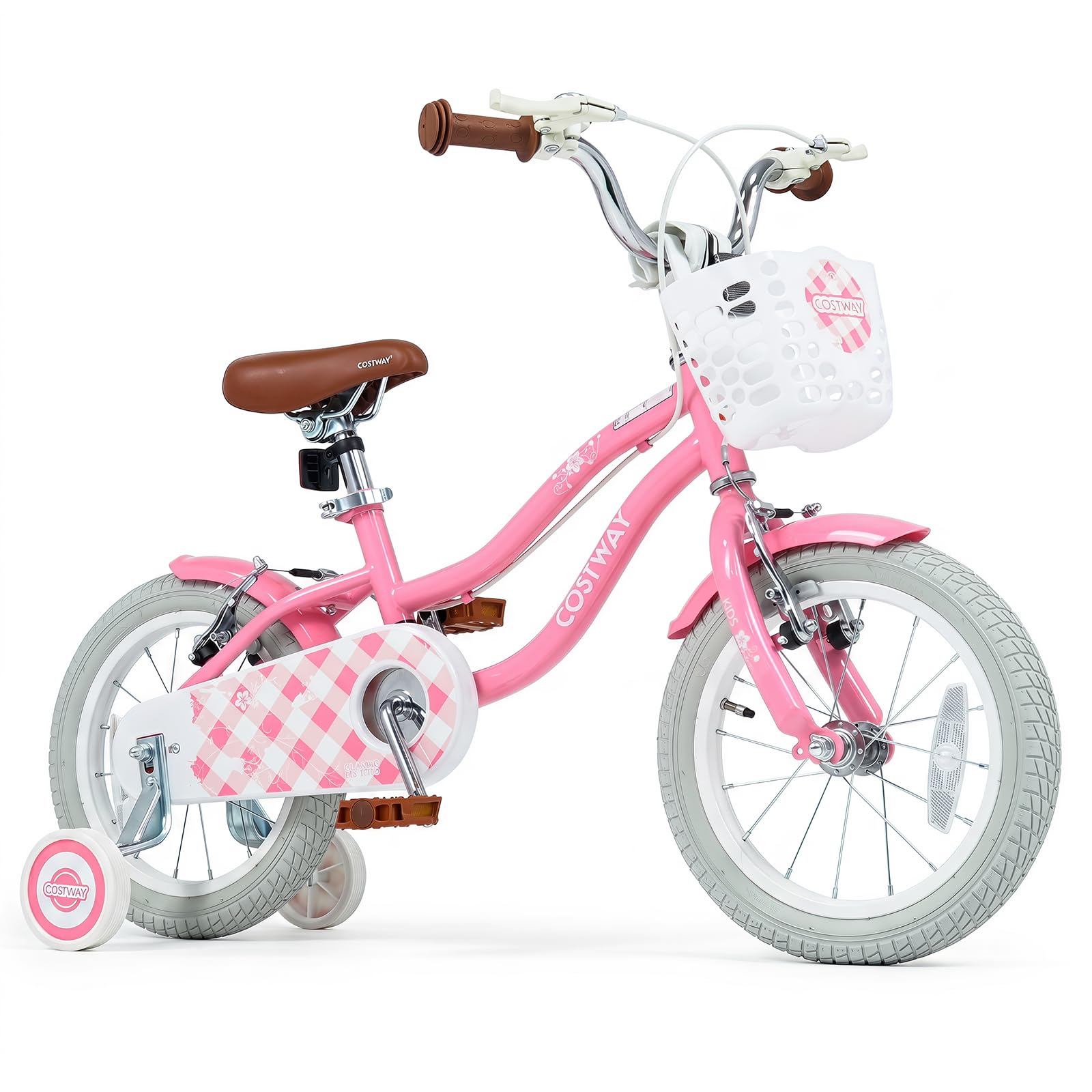 COSTWAY Kids Bike, Children's Training Bicycle (Rose, 14 Inch)
