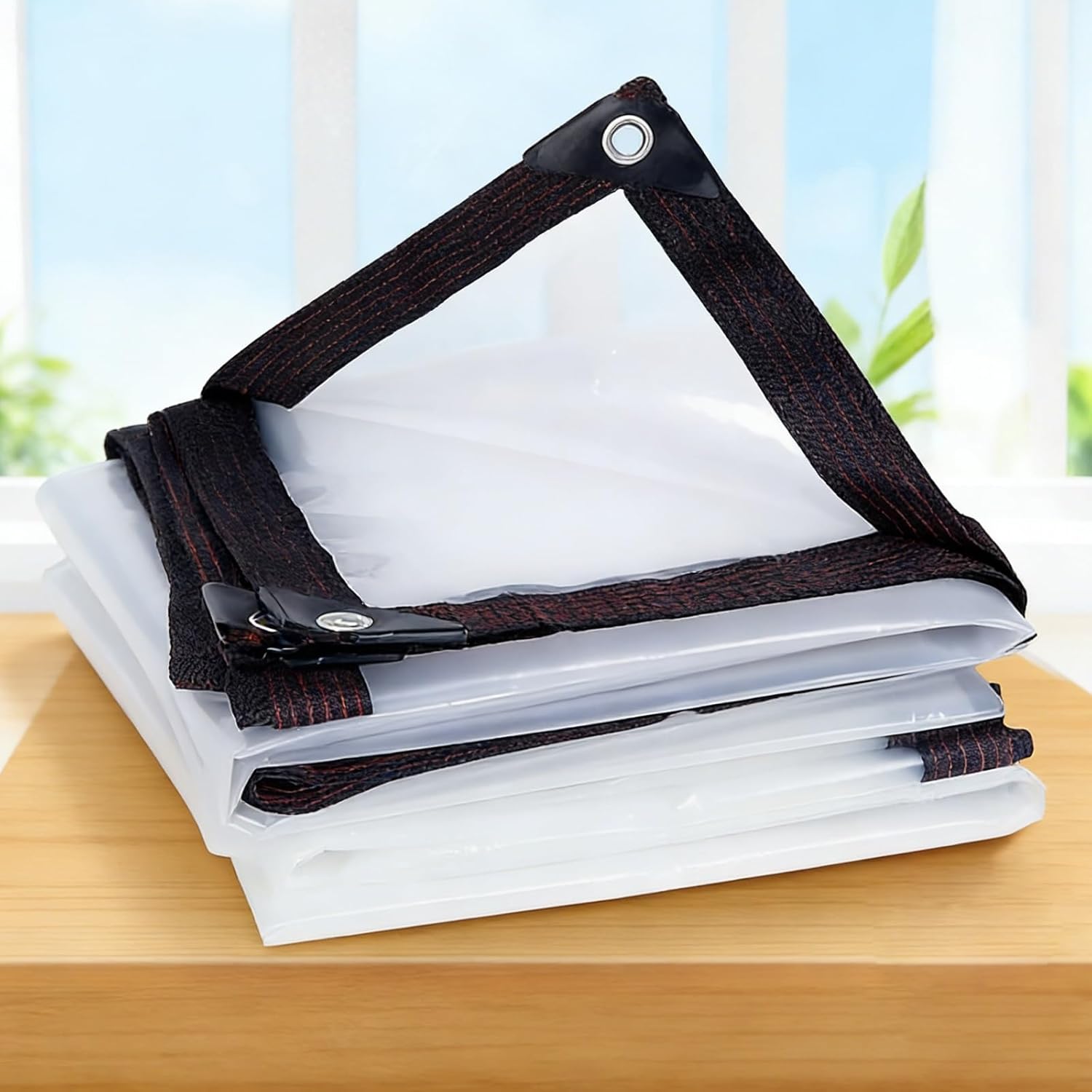 Outdoor Clear Tarp Curtain, Waterproof Wind-Proof All-Round Protection Transparent Vinyl Tarp to Cover the Rain Heavy Duty Tear Resistant Cover for Pergola, Porch, Gazebos(2x2m/6.6x6.6ft)