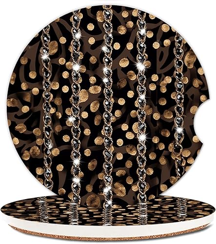 Miniatura 10 de Portavasos de cerámica para mujereshombres, bonitos portavasos absorbentes para automóvil con muesca de dedo de 2.56 pulgadas, paquete de 2, negro y