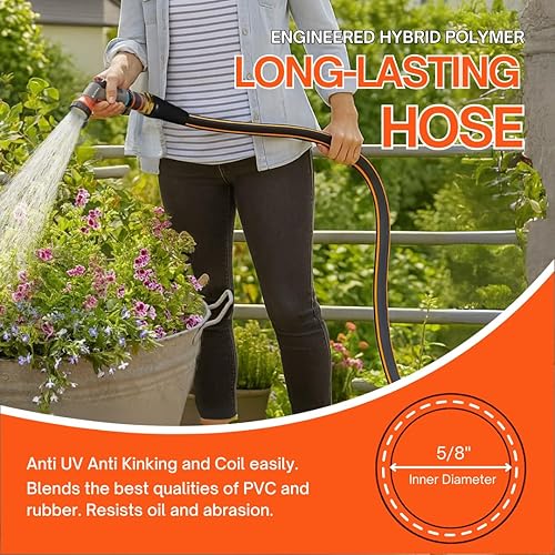 Miniatura 2 de Manguera de jardín flexible, 25 pies x 58 pulgadas, sin torceduras, resistente al desgaste y a la congelación, manguera de agua flexible, manguera