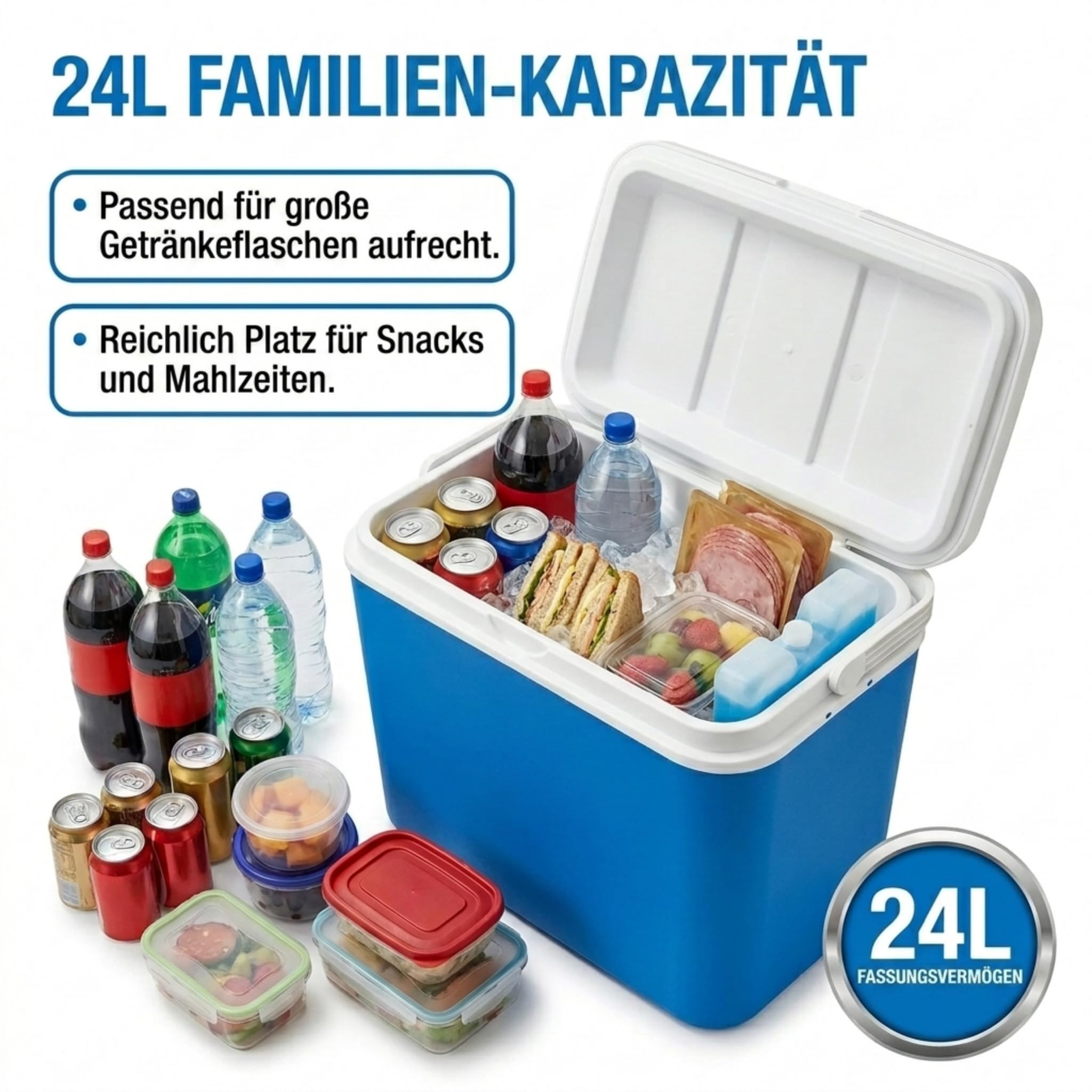 LINDER LEX Kühlbox Thermobox Warmhaltebox Picknick Camping 24 Liter Isolierbox bis zu 9 Stunden kühlung