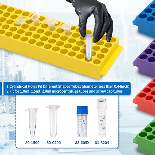 Miniatura 3 de Biologix - Estantes para tubos de microcentrífuga, 80 pozos, colores surtidos, no estéril, caja de 20