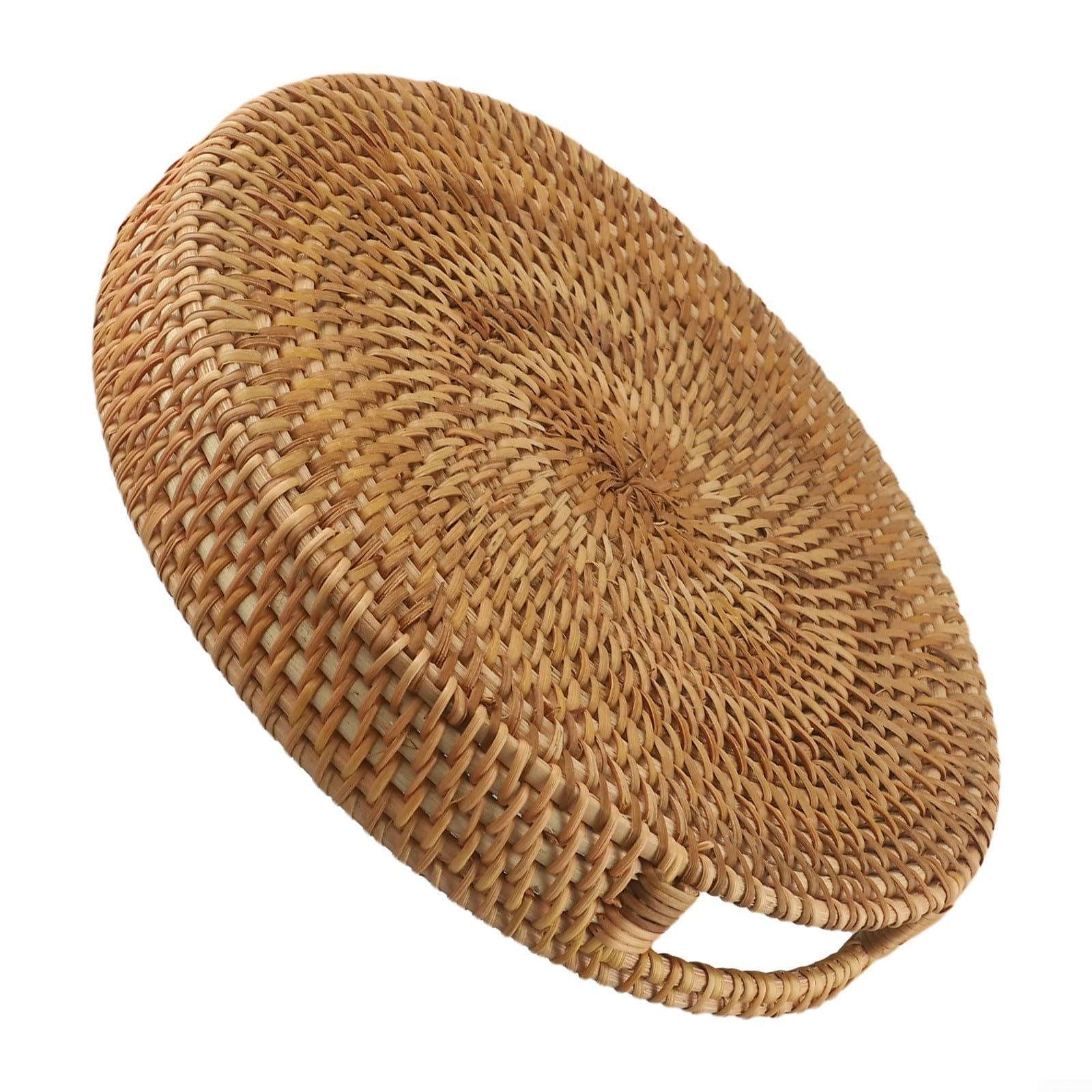 Élégant plateau de service en rotin pour la maison et la cuisine, idéal pour servir des collations, des boissons et des fruits (35 cm)