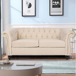 LEVNARY Velvet Sofa, Chesterfield Tufted Upholstered 2 Seater Couch, Mod...