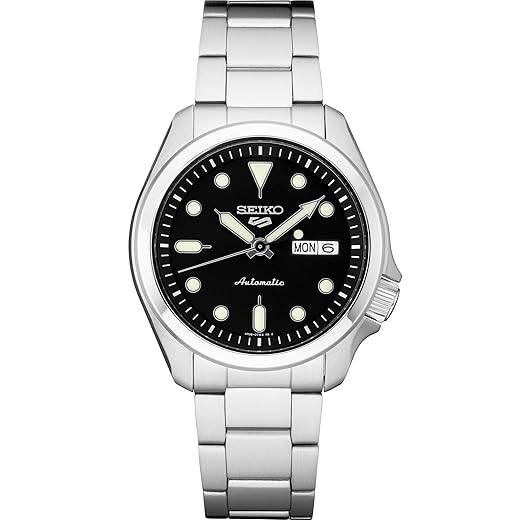 SEIKO Relógio automático masculino - 5 esportes - calendário dia/data, ponteiros e marcadores LumiBrite e bisel giratório, resistente à água de 100 m