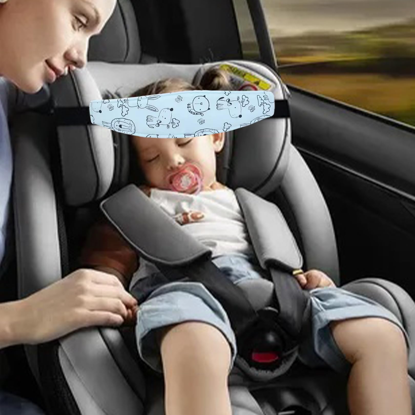 2 Pezzi Poggiatesta Auto Bambini,Cinturino Supporto Testa Bambini,Regolabile Auto Sicurezza Cinturino,Supporto Testa Seggiolino Auto,Fascia Poggiatesta,Accessori Reggitesta per Dormire Autos Bambinio