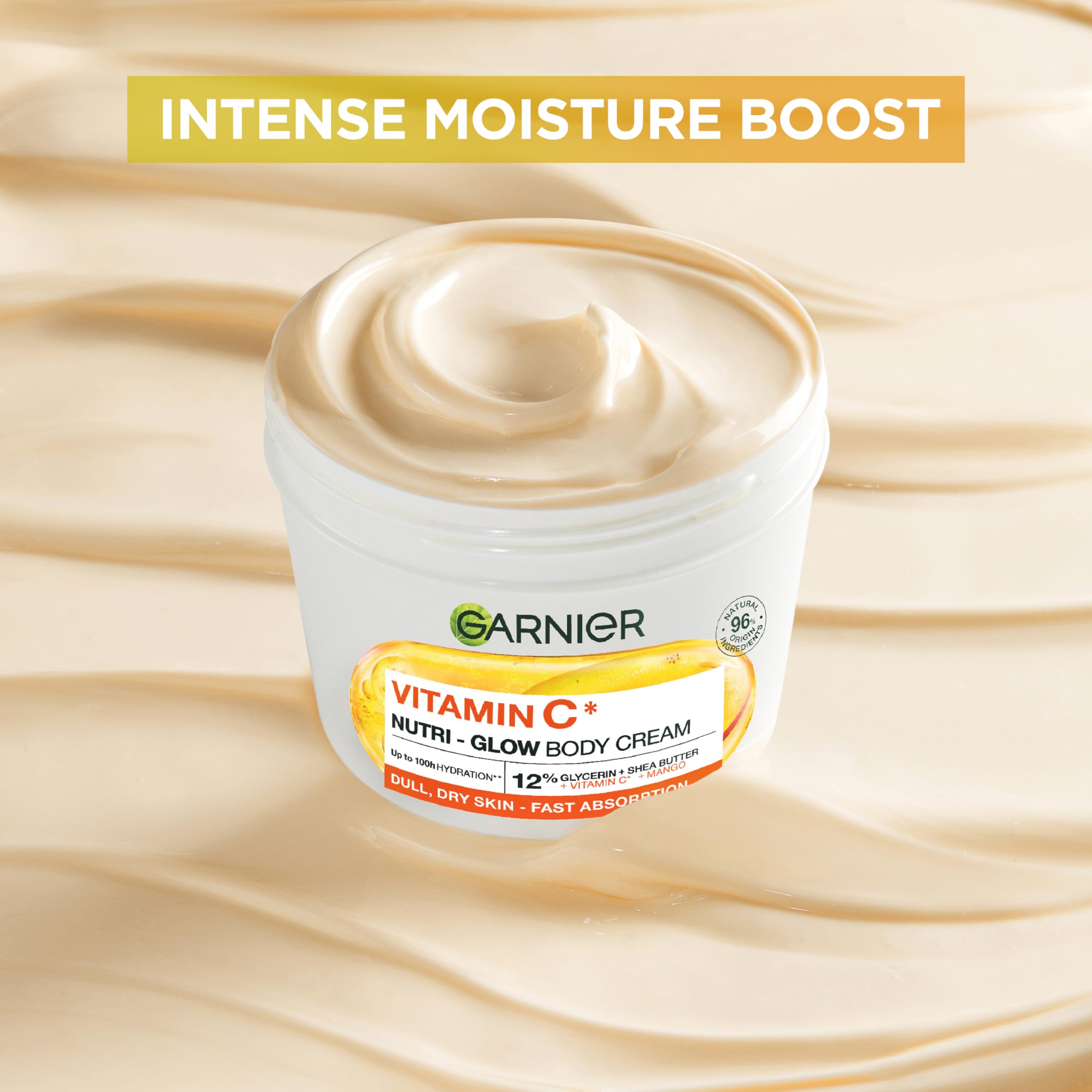 Garnier Vitamin C* Nutri – Glow Body Cream, for Dry & Dull Skin, Fast absorbing, Vegan Formula, Instant Skin Hydration, Approved by Cruelty Free International, 380ml — view 6