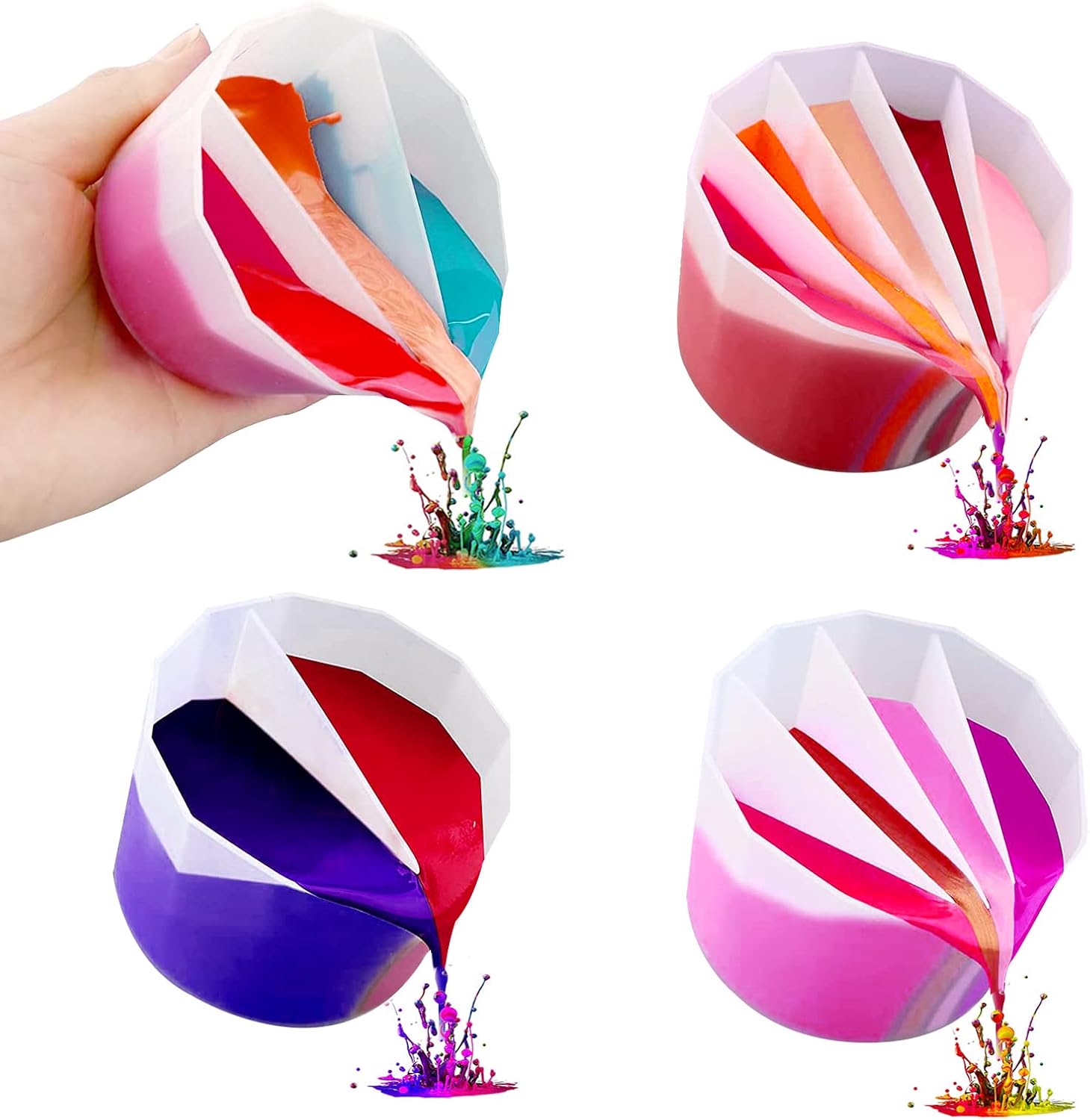 BEIXUNDIANZI Split Cups for Paint Pouring 4 Pieces Pouring Split Cups Paint Pour Cup