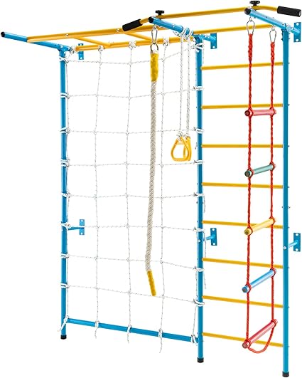 GOPLUS 7-in-1-Klettergerüst Kinder, Indoor-Spielplatz mit Klettergerüst