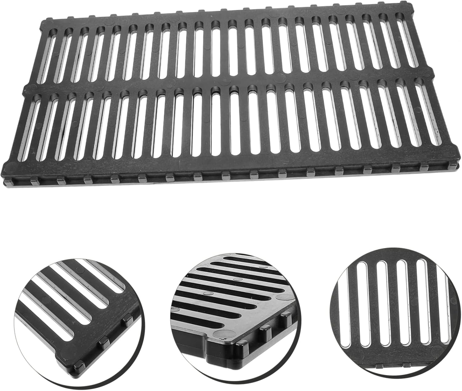 Mikikit Outdoor Plastic Trench Drain Cover Durable Replaceable Grate for Sewage Access Heavy Load Capacity for Residential and Commercial Use