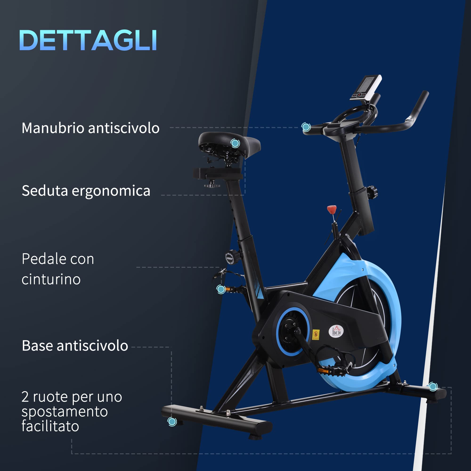 Cyclette D'appartement HOMCOM Avec Monitor Et Siège Réglable - Parfaite Pour Chez Soi