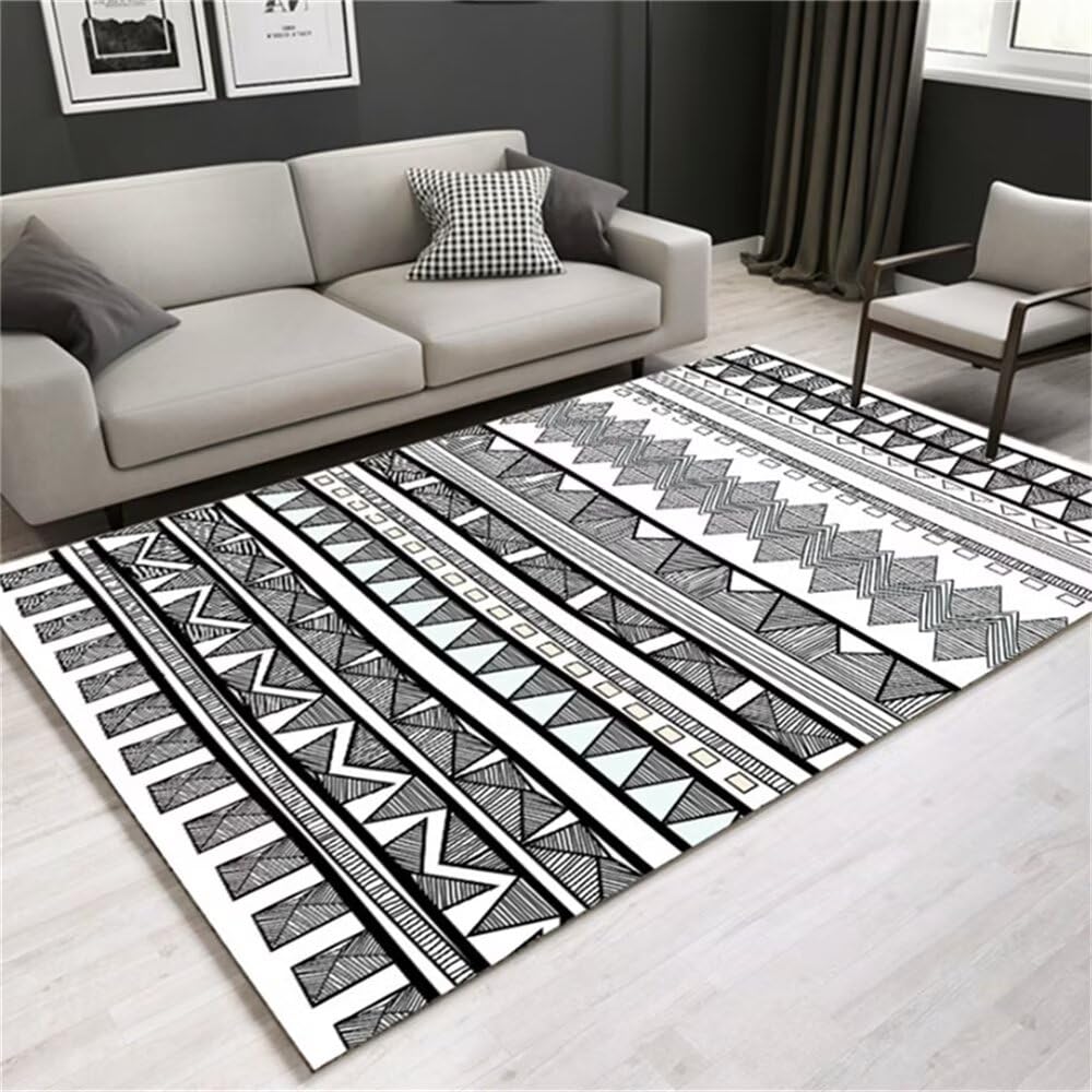 Tapis de chambre ado design ligne noire moquette salon intérieur durable