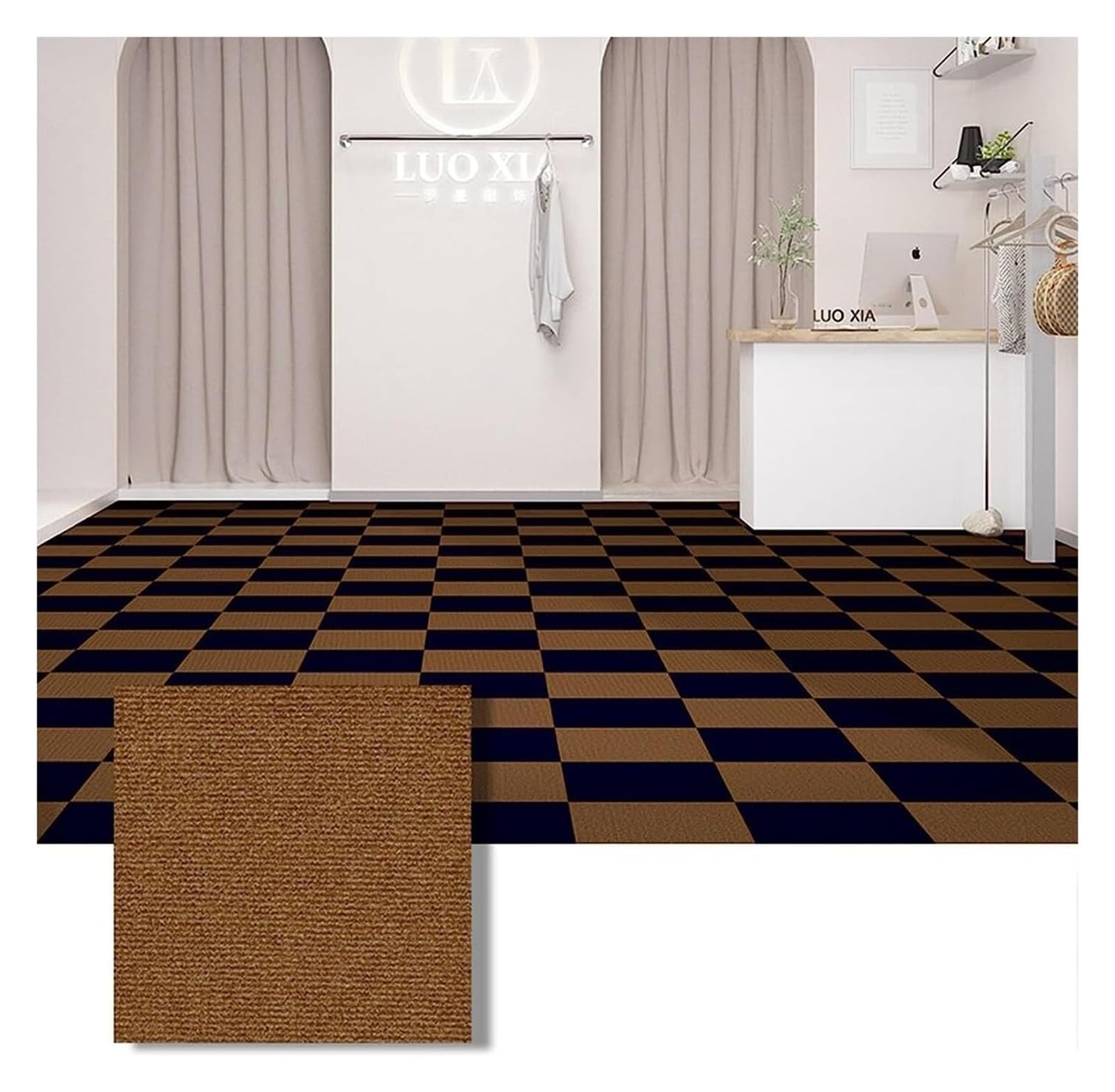 dalles de moquette, Carreaux de moquette carreaux auto-adhésifs(12 * 12in Dark Brown,9pcs)