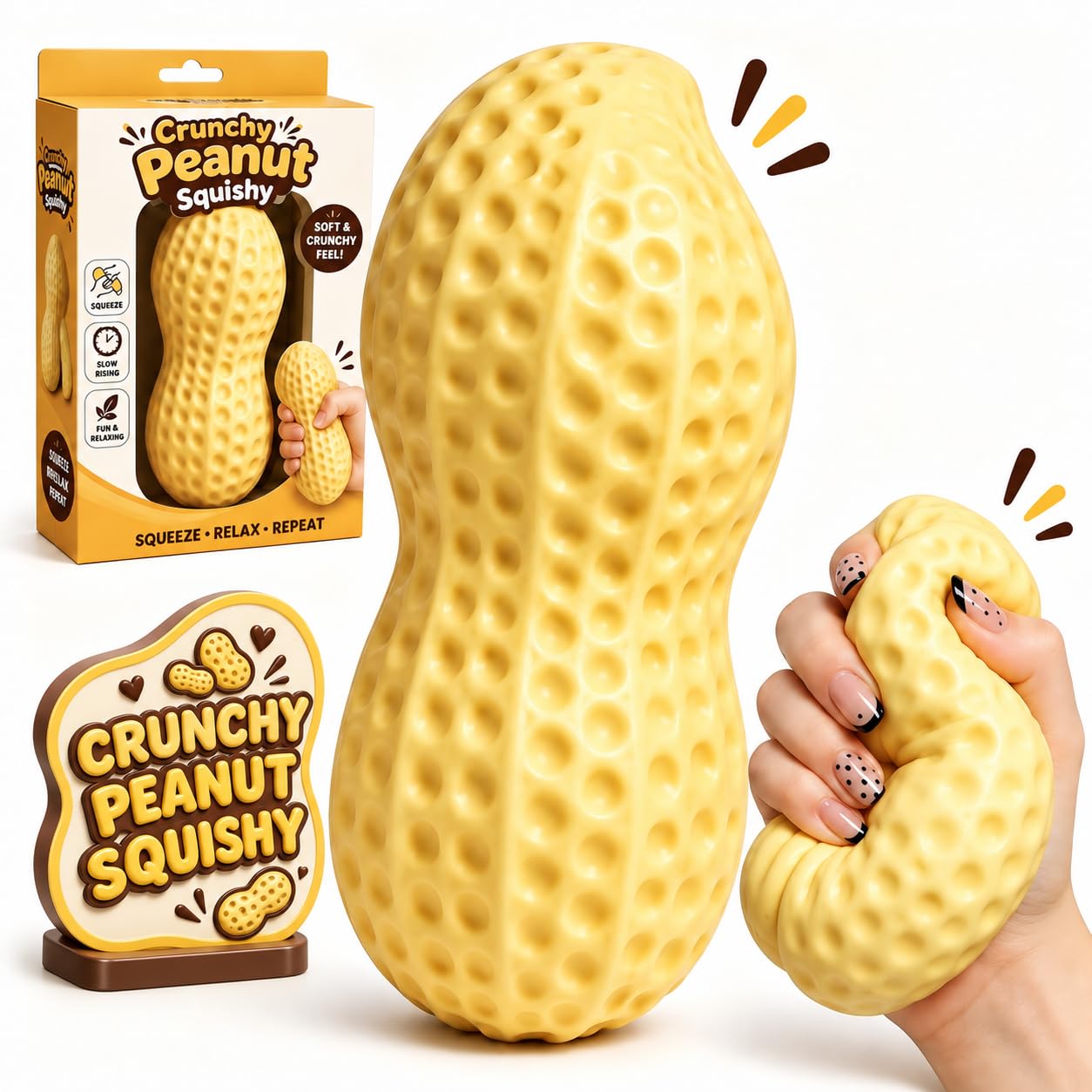 Crunchy Peanut Squishy Toys Slow Rising Squishy Fidget ASMR Bead Filled