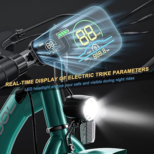 Miniatura 4 de NAIZEA Triciclo eléctrico para adultos, 350 W 36 V, triciclo eléctrico de 24 pulgadas, 26 pulgadas, 3 ruedas, bicicleta eléctrica con batería