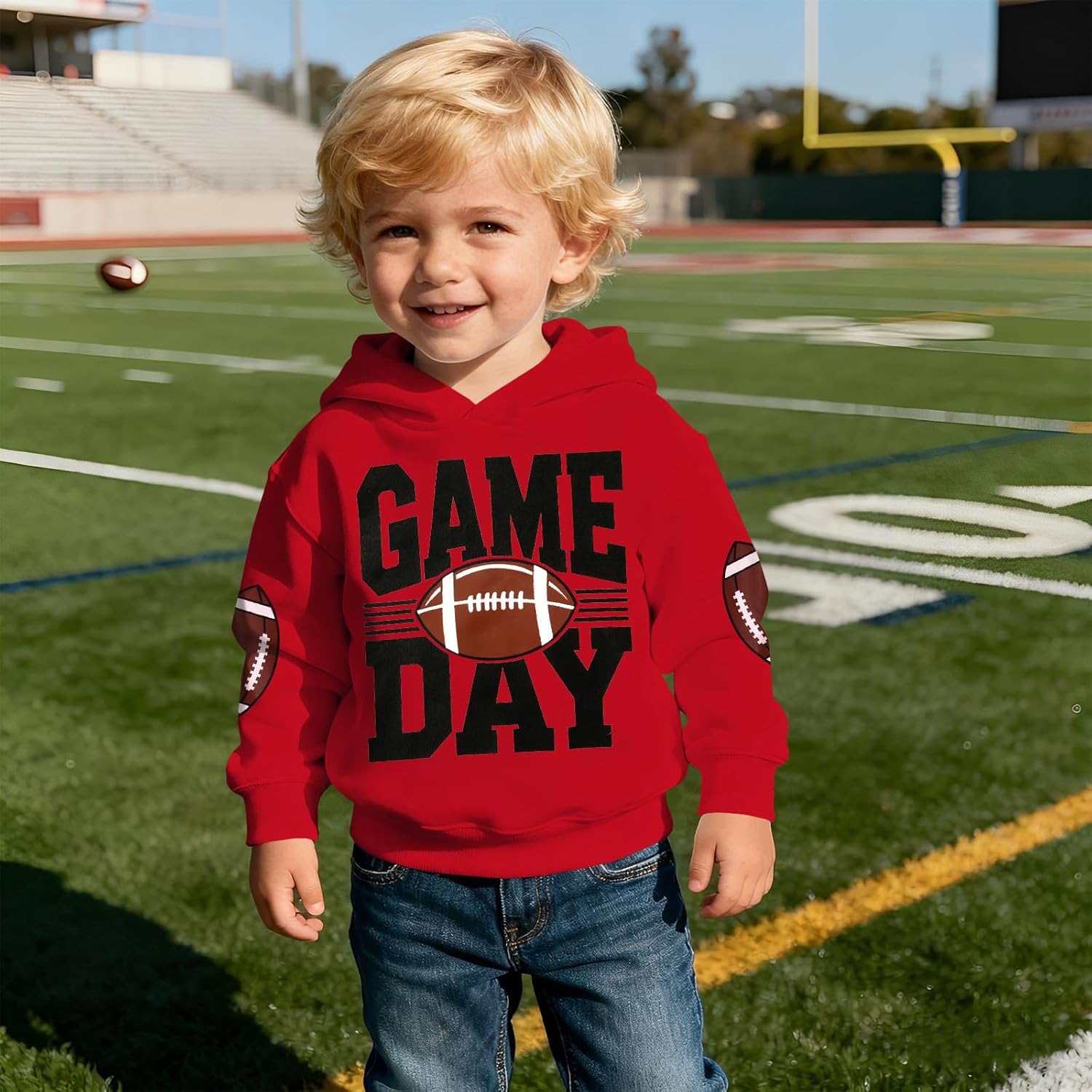 BOUTIKOME Baby Boy Girl Game Day Hoodie Sweatshirt Kids Football Outfit Sunday Sport Fans Pullover Long Sleeve Crewneck Tops - Image 4