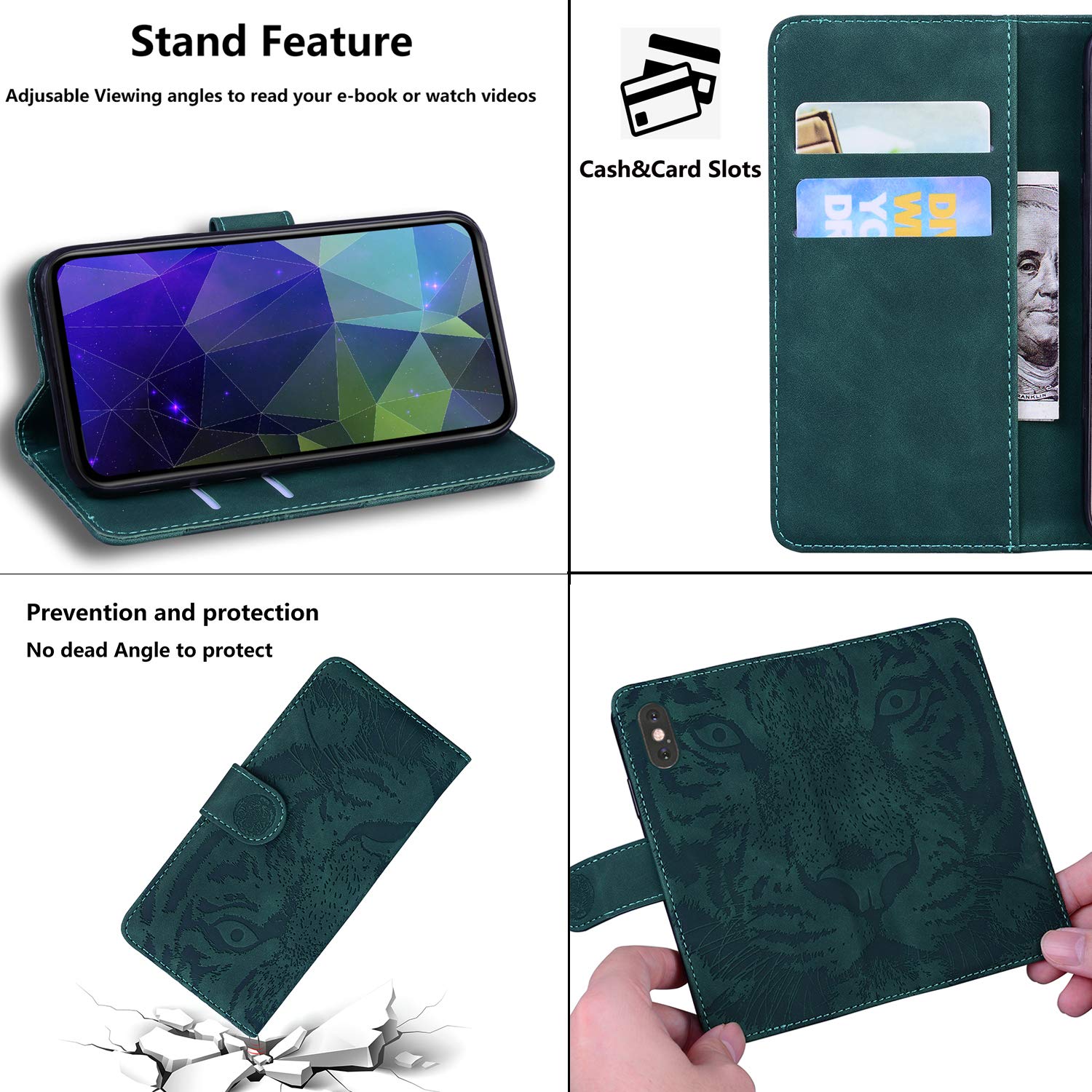 Custodia Magnetica In Pelle Con Stampa Tigre Per Nokia 6.2/7.2, Rosa – Saturcase - 3
