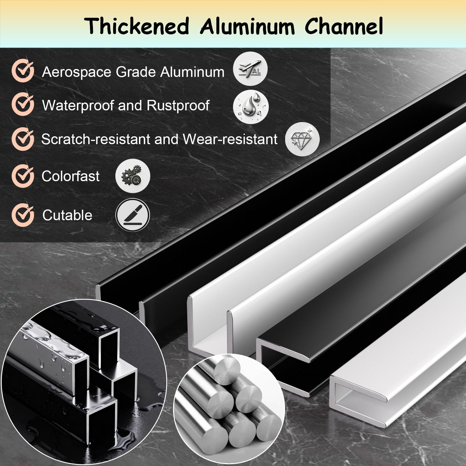Silberfarbene 15 mm tiefe U-K-Aluminium-Kantenstreifen, zuschneidbare Schienen für Acryl- und Holzplatten, 1,5 m Länge, 10 mm Breite, perfekt für Heimwerker-Heimdekoration und Bastelarbeiten