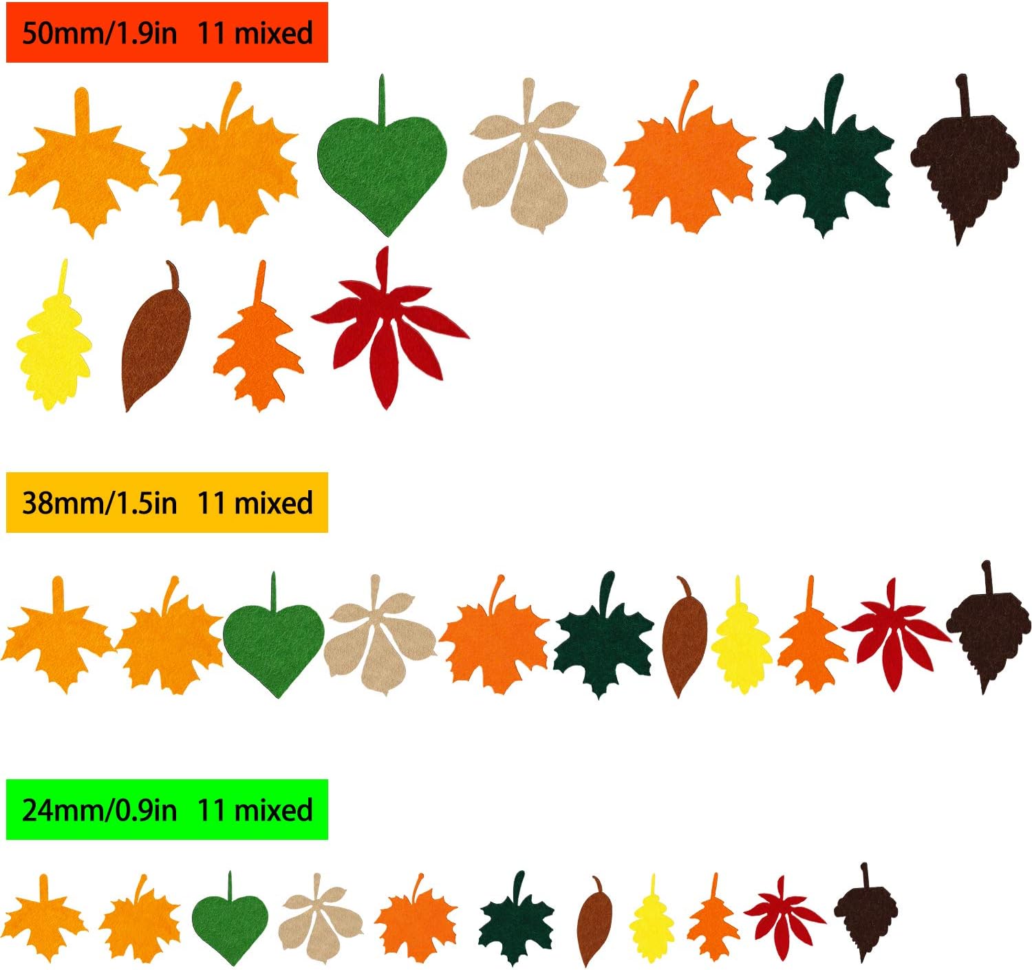 528 Pieces Leaf Stickers Felt Leaf Fall Stickers Maple Leaf Decals Assorted Autumn Leaf Decorations for Thanksgiving Party Craft Ornaments