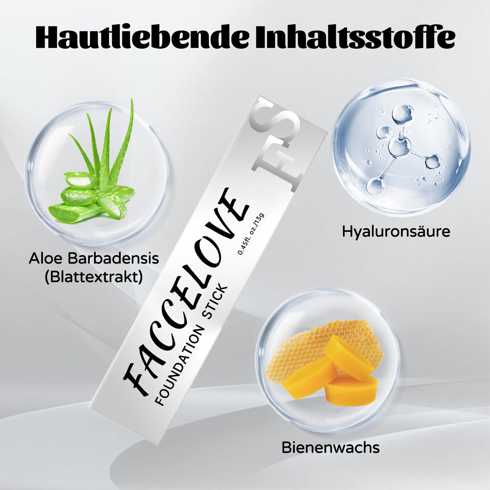 Facelove Foundation Stick mit Pinsel, Hochwertig Changing Foundation Stick, Facelove Veränderbares Foundation-duo mit lsf 15, Passt sichdeinem Hautton immer perfekt an (Elfenbeinweiß) - 3