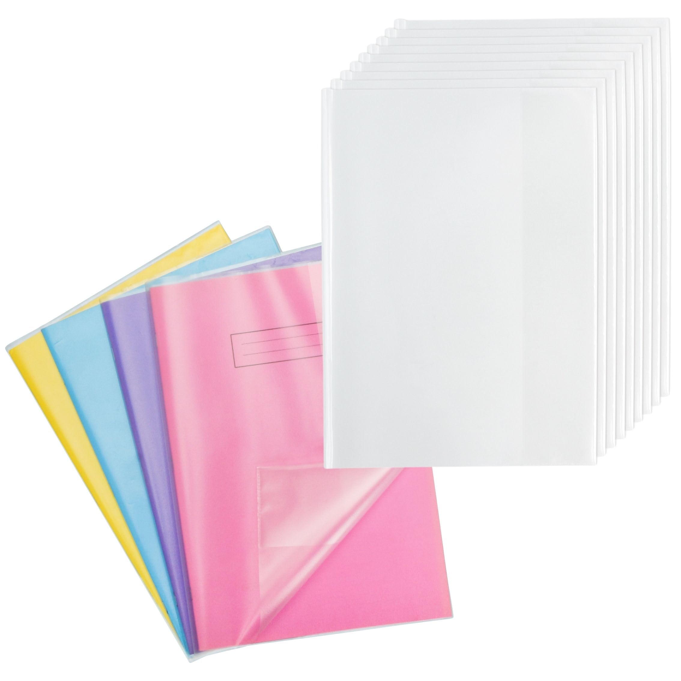 EXERZ A4 Clear Exercise Book Covers 10 Pack Reusable PP Slip On Sleeves