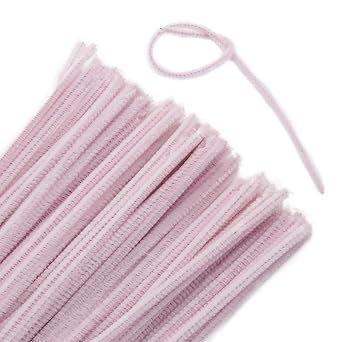 100 Pcs Pipe Cleaners Craft, Light Pink Chenille Stems Pipe Cleaners, DIY Pipe Cleaner Bulk 6mm Fuzzy Pipe Cleaners for Crafting Arts Decorations Festivals