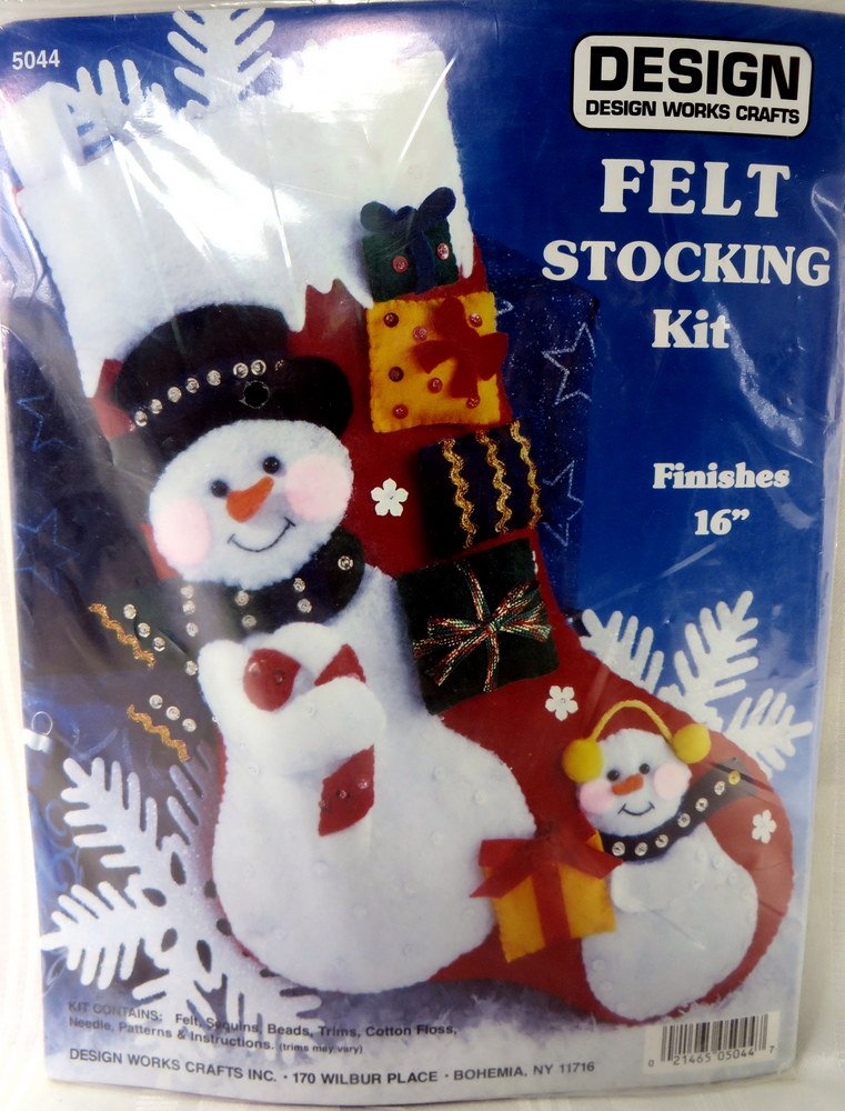 Design Works Snowman Dad & Child Jeweled Christmas Stocking Felt Applique Kit 16