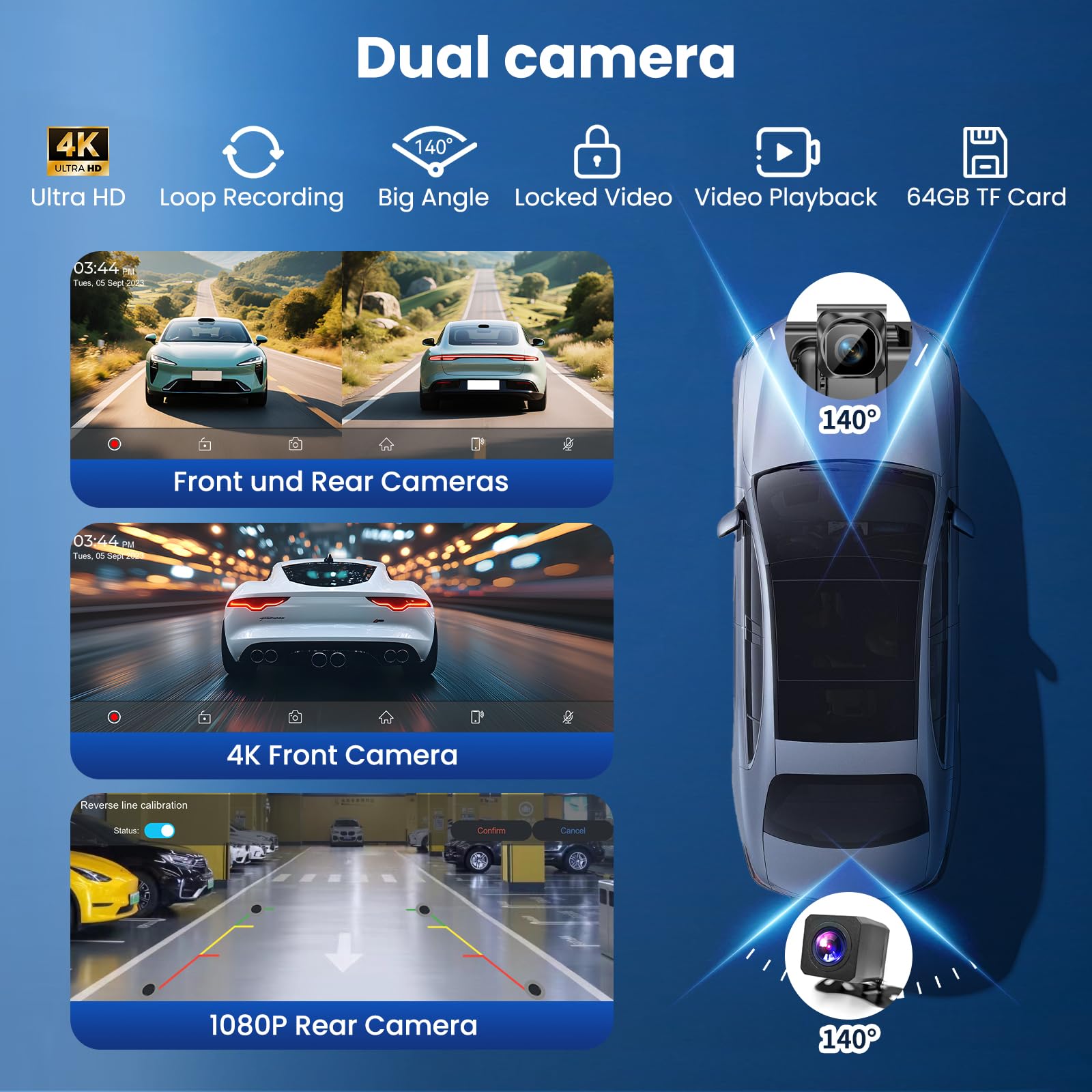 11,5 Zoll Carplay Display Android Auto mit Navigation 4K Dashcam Rückfahrkamera Bluetooth IPS Touchscreen