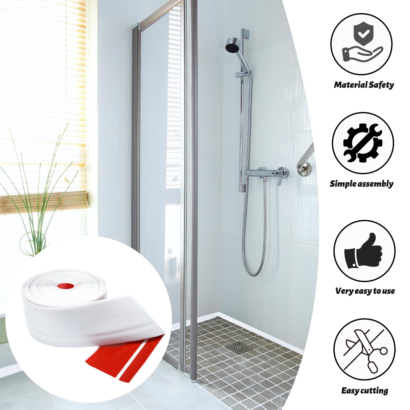 Rodapiés Flexible Autoadhesivo, 50x20mmx12M Rodapie PVC Adhesivo, Zocalos Autoadhesivos, Embellecedor Encimera Cocina, Rodapié Plegable Cinta para Cocina Baño, Zocalo de Cocina, Blanco