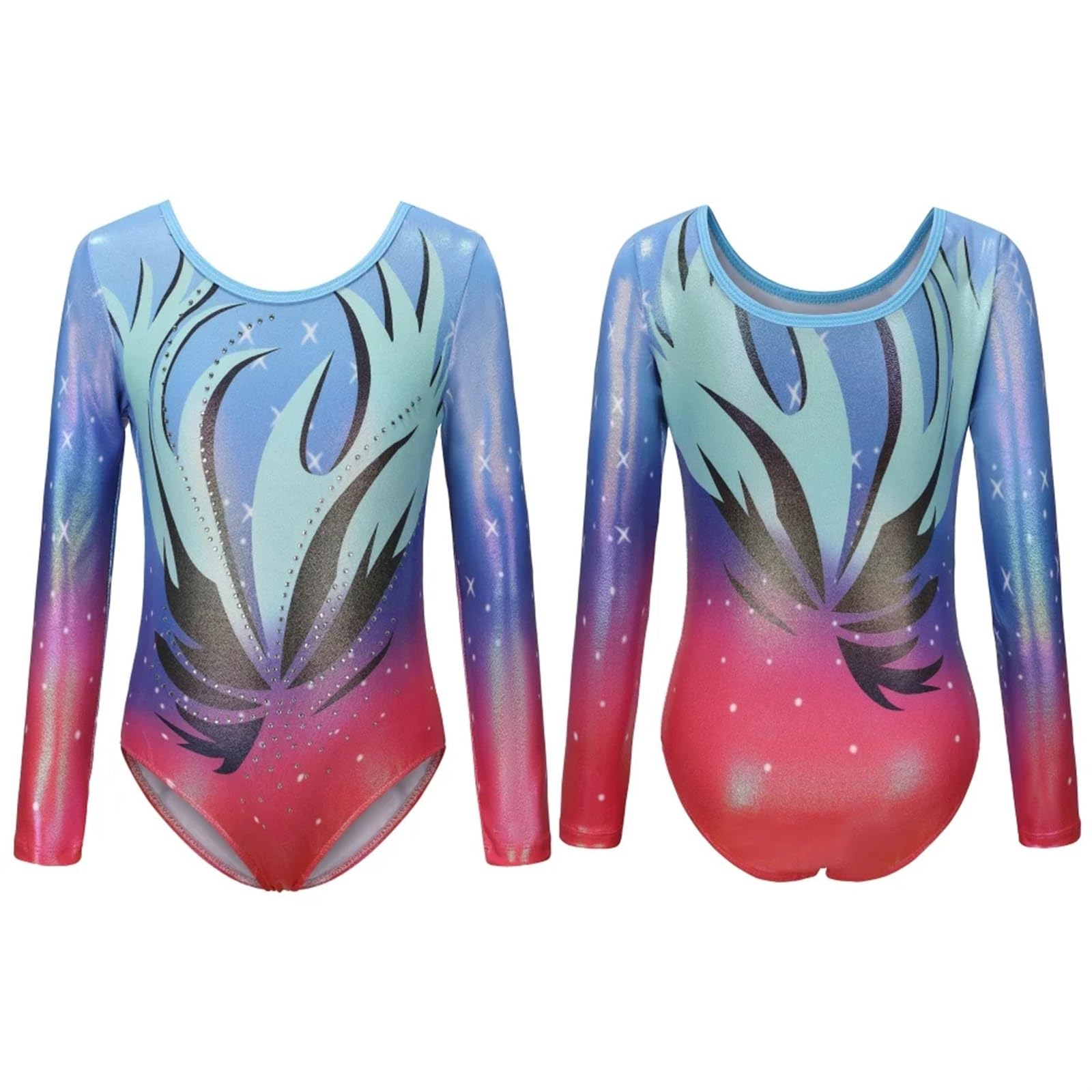 Gymnastikanzug Mädchen Mädchen Ballettanzug ...(Color2,12(11-12T))