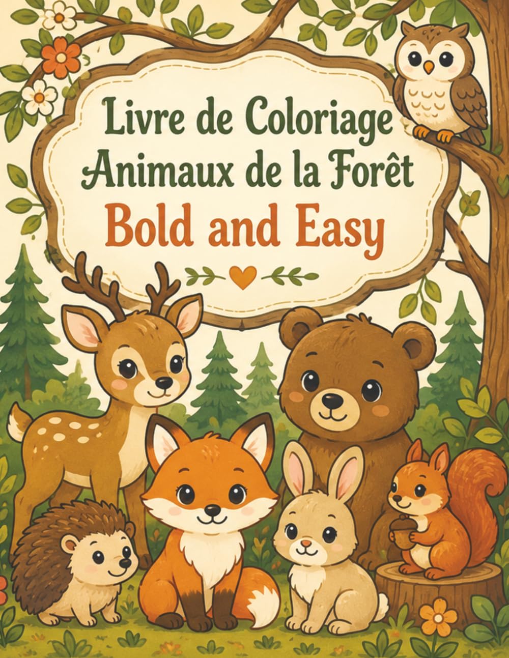 Livre de Coloriage Animaux de la Forêt Bold and Easy: 50 illustrations simples de faune sauvage pour enfants et adultes, détente créative aux traits épais