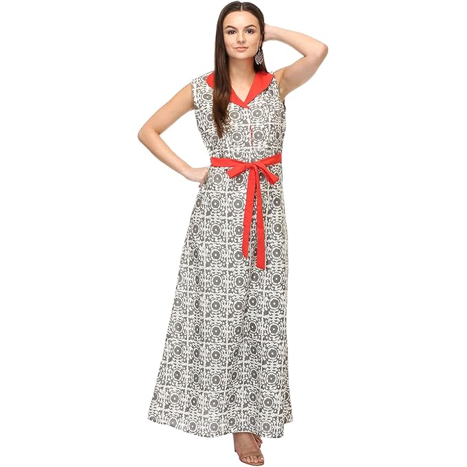 Floral Printed Contrast Collar Kurta