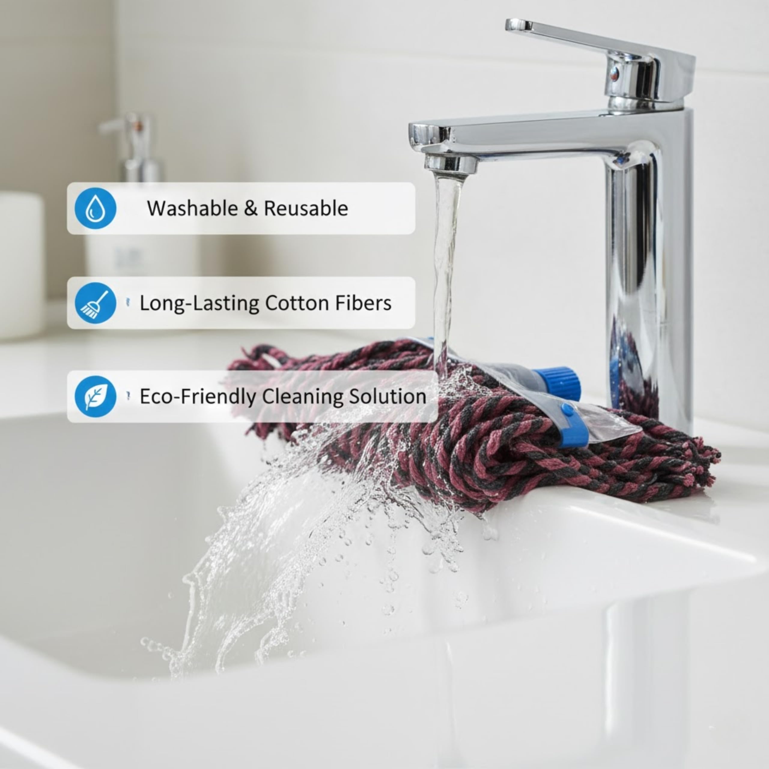 FPC Cotton Double Bucket Mop Refill with Changeable Clip Lock | The Ultimate Floor Care Solution | Absorbs Water Quickly | Maroon & Black, Pack of 1 4