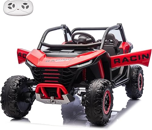 FINITO Vehículo eléctrico de 24 V UTV de 2 plazas 4WD para niños con potentes motores con control remoto para padres, neumáticos de goma EVA,