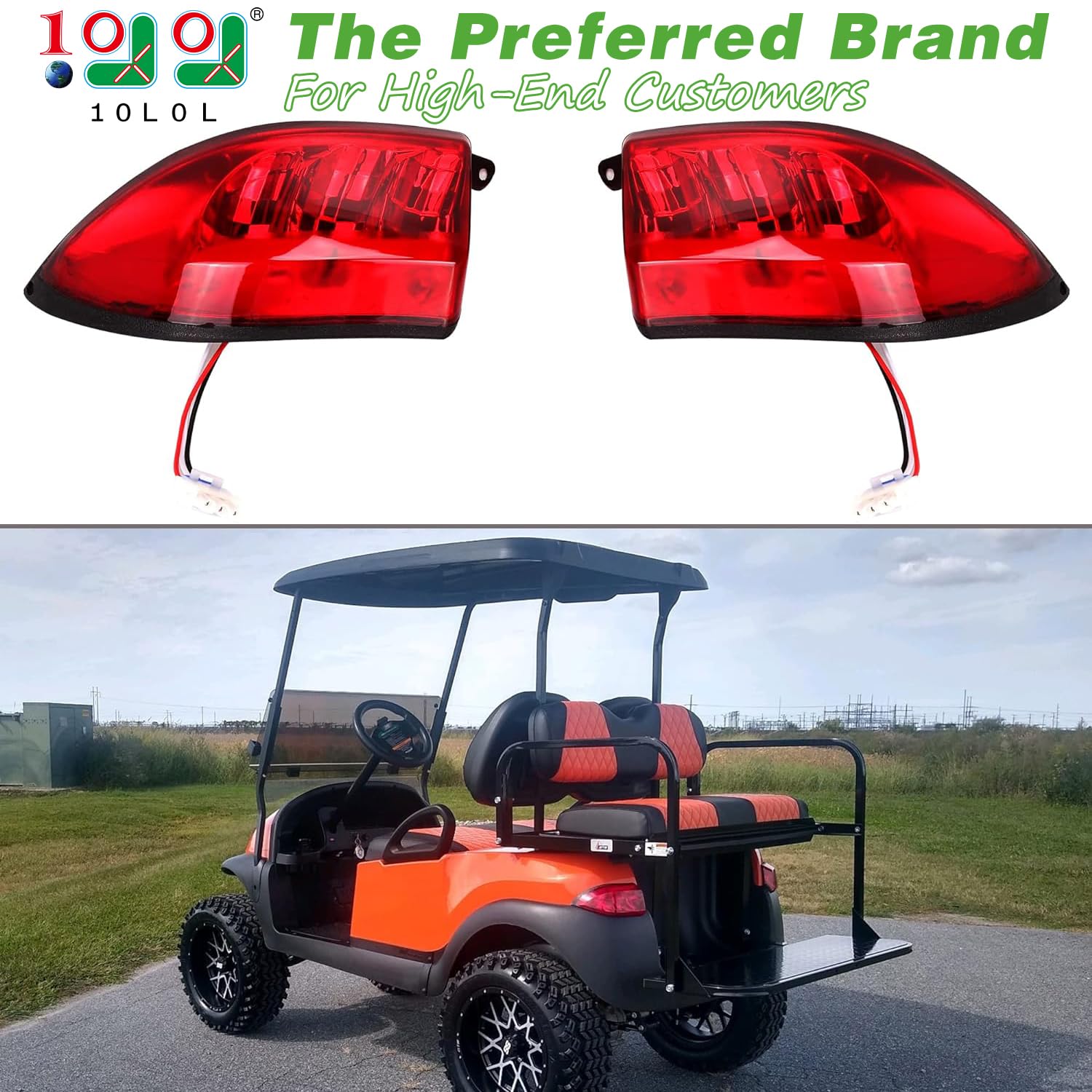 10L0L Golf Cart Tail Lights for Club Car Precedent 2004-Up and Tempo 2018-Up Models - Replacement Taillight Driver and Passenger Rear Lights 12V with 3 Pin Molex Quick Connector Wired