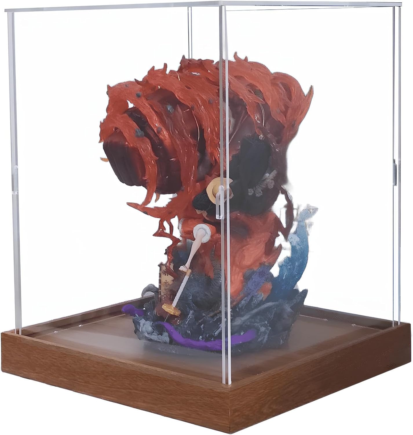 3cm high Wood Grain Display Boxs, countertop Display Box, Figure Model dust Boxs, Art Collection Box, Exquisite high-end Transparent (6x6x12in(LxWxH))
