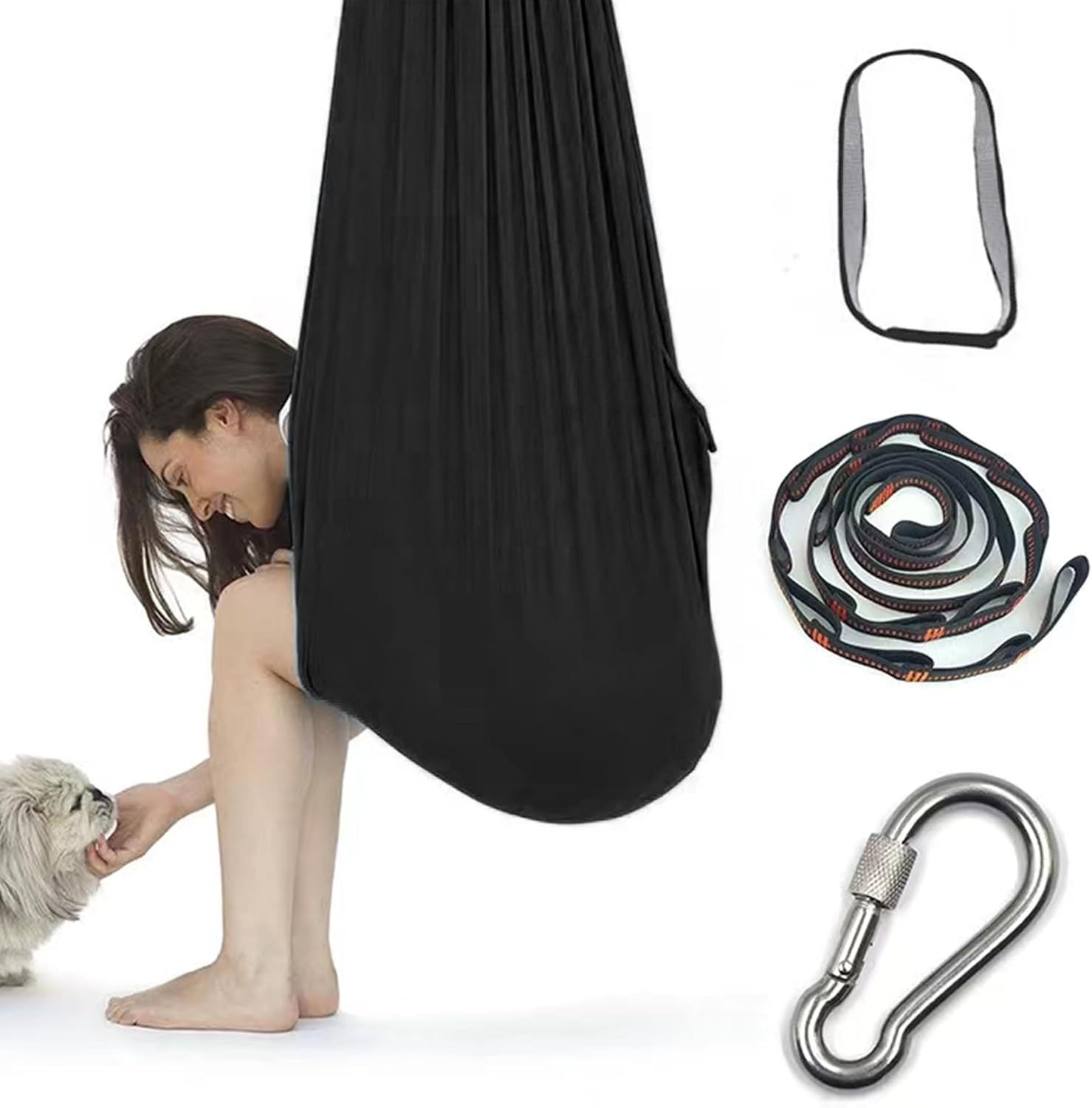 Indoor Sensory Swing for Kids : 60"×110" Autism Swing Indoor for Kids' Sensory Training Use,Sensory Swing Suitable for Children with Autism, ADHD, Sensory Impairments (Black)