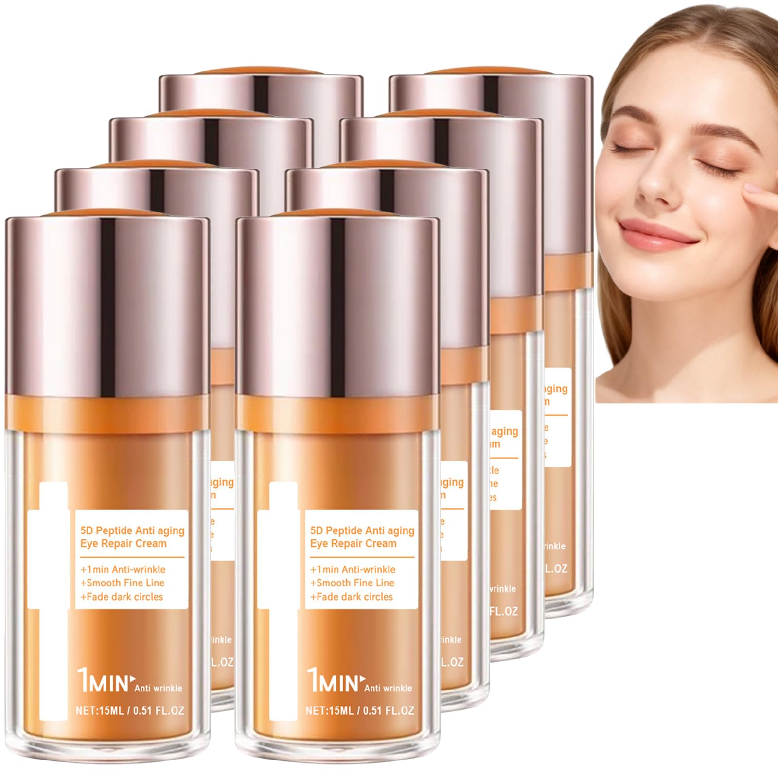 Crema de ojos antiarrugas 5D, cuidado antiedad contra ojeras e hinchazón, alisador debajo de los ojos para líneas finas y bolsas de los ojos, crema hidratante para contorno (8)