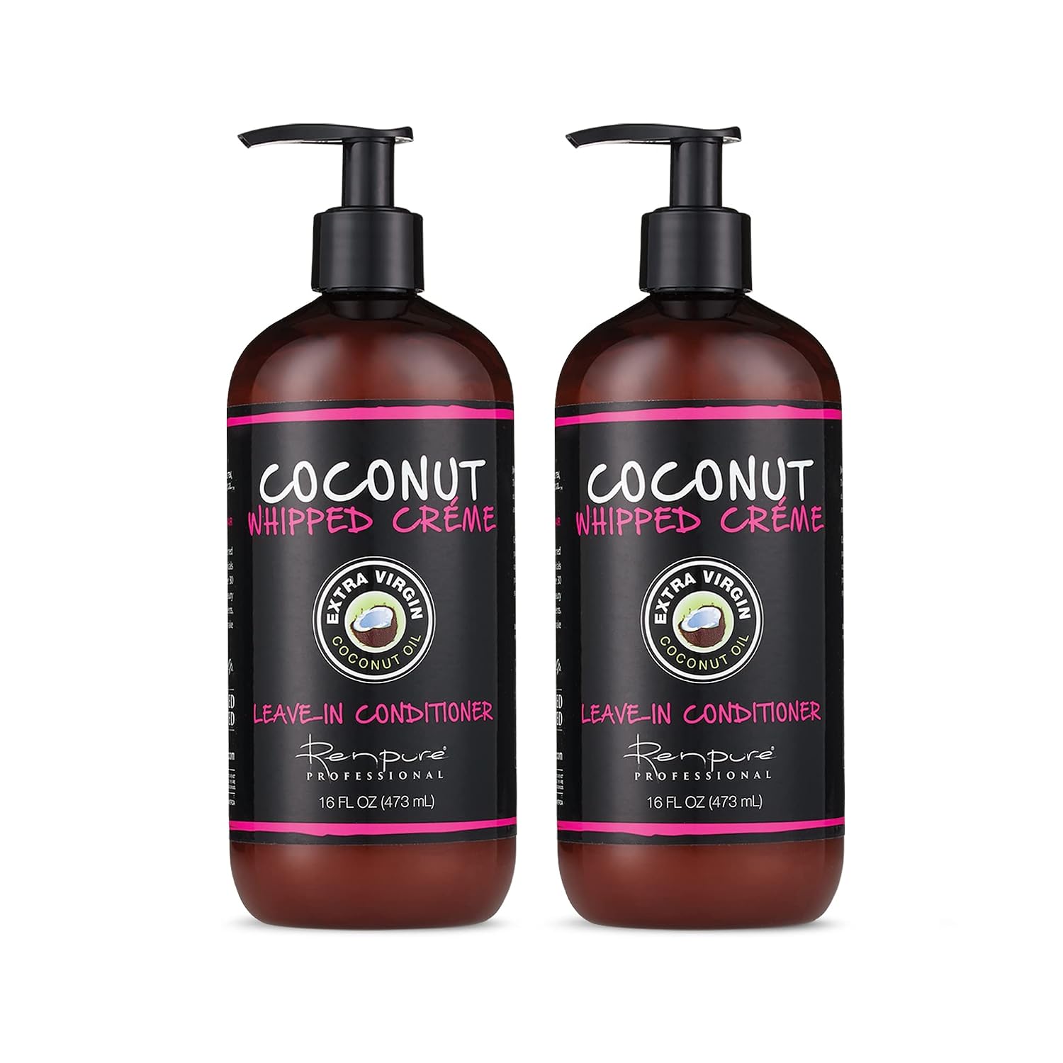 RENPURE Coconut Whipped Creme Leave-In Conditioner, Basic, Fragrance, 16 Fl Oz