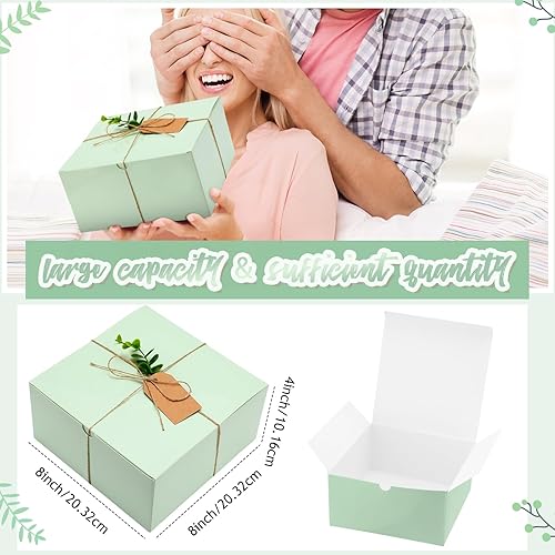 Miniatura 3 de Crtiin Juego de 8 cajas de regalo de 8 x 8 x 4 pulgadas, papel verde, propuesta de dama de honor, caja de regalo con tapas para regalos, bodas,