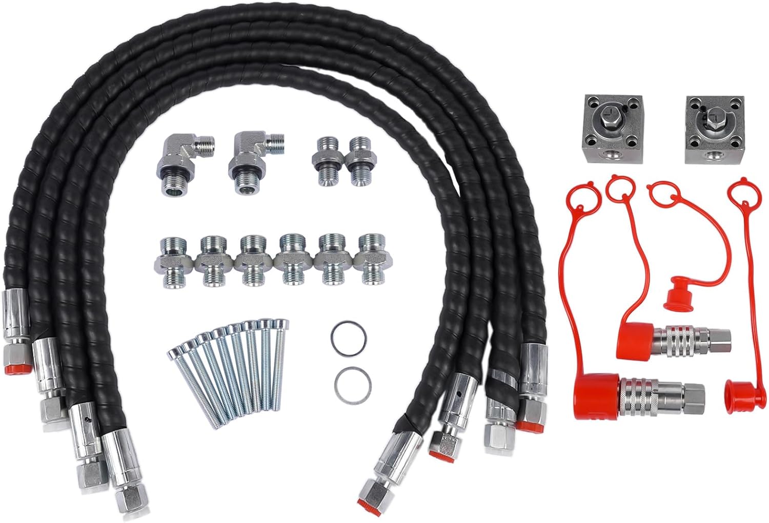 GELUOXI 2X Three Way Diverter Valves Replacement for 1-2 ton Chinese Mini Excavator with Quick Connects Hoses Screws