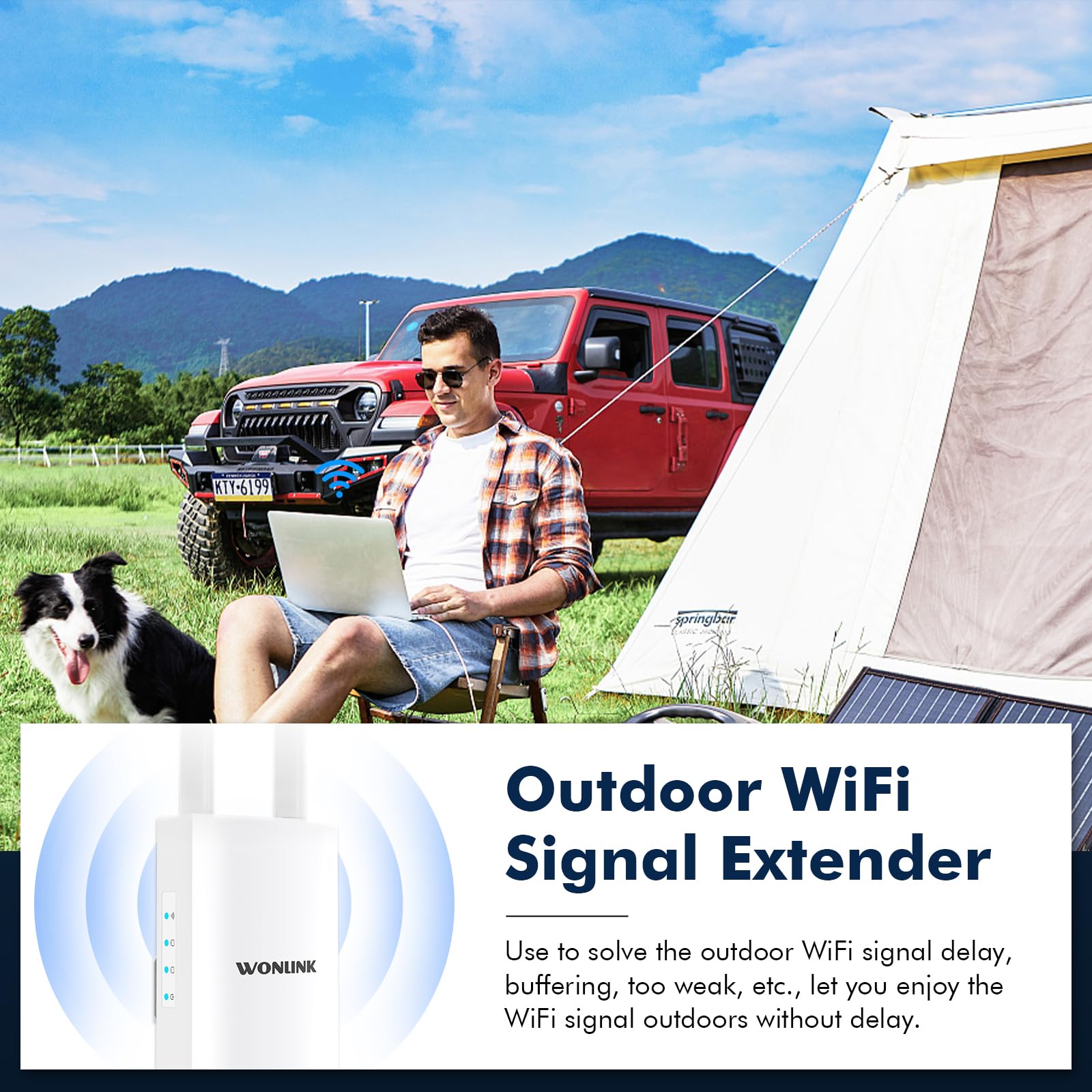 Repetidor WiFi Exterior AC1200 Doble Banda | IP66, Con 2 Puertos Gigabit Y PoE, Para Jardín O Negocio