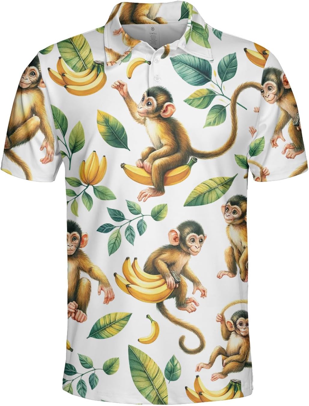 Monkey Polo Shirts for Men Women - Mens Polo Shirts Short Sleeve 3D Animal Print Funny Golf Polo Dry Fit Set 35