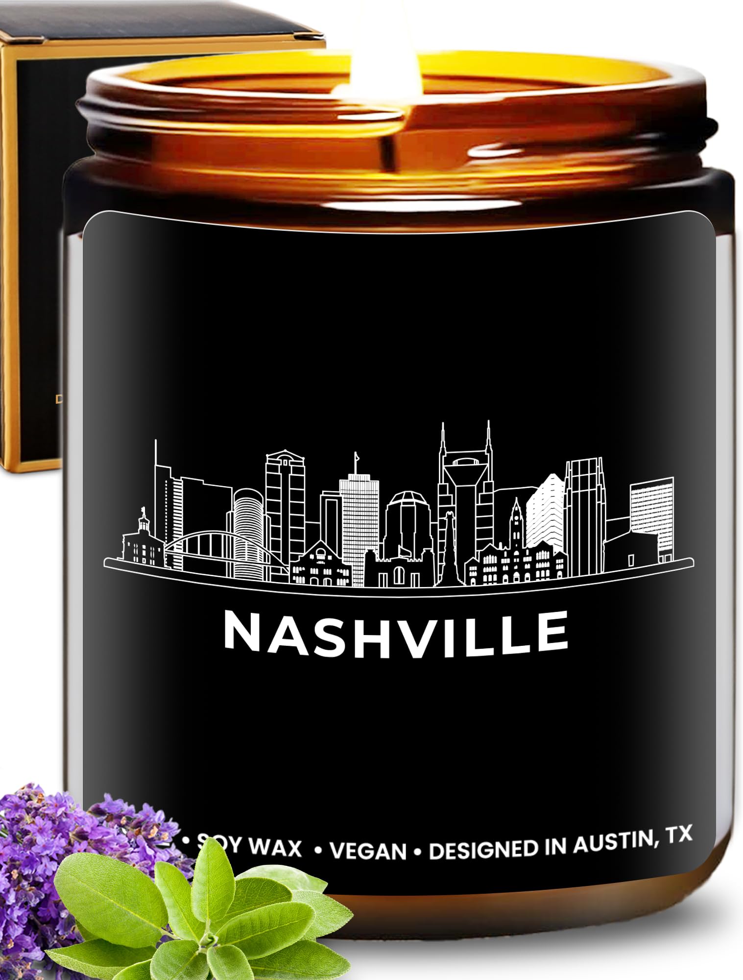 Nashville Candle, Unique Thoughtful Souvenir Gifts, Nashville Themed Skyline Memorabilia for Men &amp; Women, Best Gift for Moving Away, Home Sick, Birthday, Christmas, Special Occasions, Gift Ready