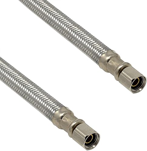 Miniatura 9 de Manguera de suministro de agua trenzada de acero inoxidable, 10 pies, conectores universales de 14 pulgadas de Kelaro