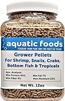 Vista 1 de Aquatic Foods Inc. Zeigler - Gránulos de hundimiento de 45 % proteínas, 1/16 x 3/8 pulgadas para camarones, caracoles, cangrejos, bagres, plecos