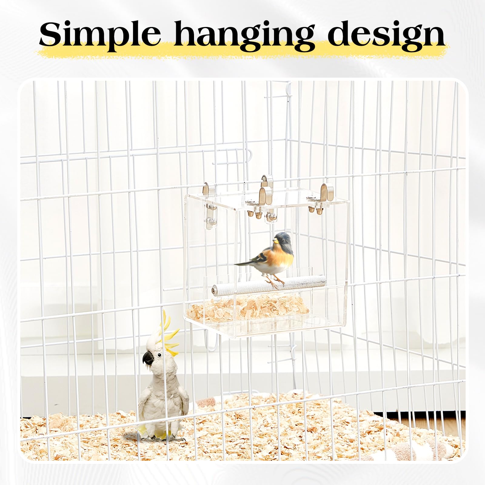 2 Pieces No Mess Bird Feeder for Cage Automatic Acrylic Bird Feeder Seed Food Catcher for Parakeet Canary Cockatiel Parrot Finch Canary 5.1 x 5.1 x 4.3 Inches - image 5
