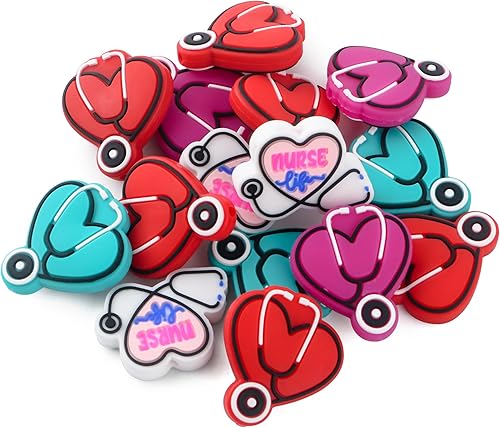 Sunrony 15 cuentas focales de silicona, cuentas de silicona para estetoscopio para hacer llaveros, cuentas de silicona focales para bolígrafos,