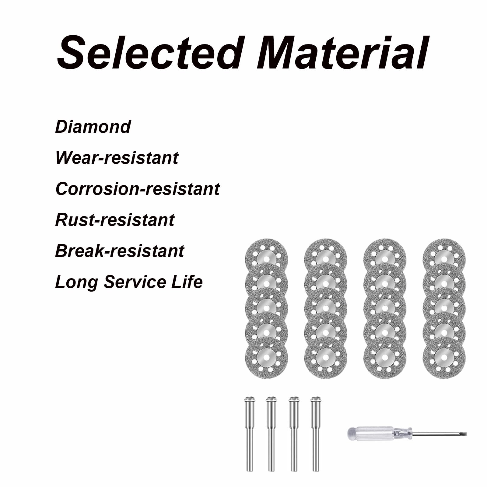 20Pcs Diamond Cutting Wheel Cut Off Discs with Mandrel 3mm Shank and 1 Screwdriver - Image 3
