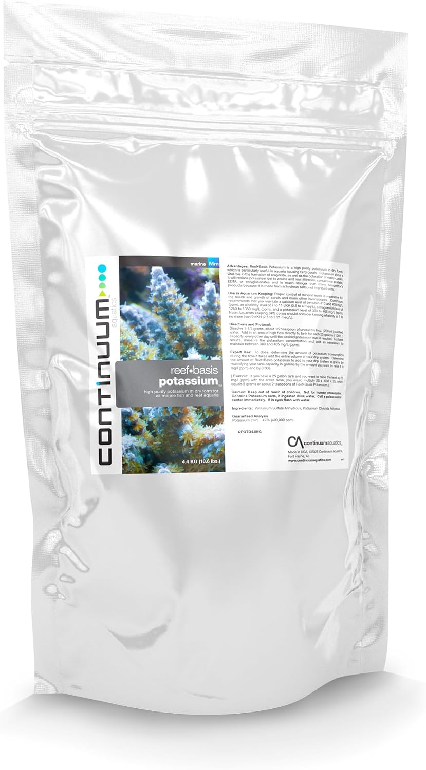 Continuum Aquatics Reef Basis Potassium - Potassium Powder for Marine Fish and Reef Saltwater Aquariums, 4.8-kg (QPOTD4800)